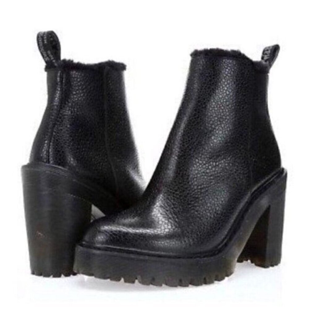 Dr. Martens MAGDALENA FL BLACK STONE HEELED BOOT Size 10L - Picture 1 of 12